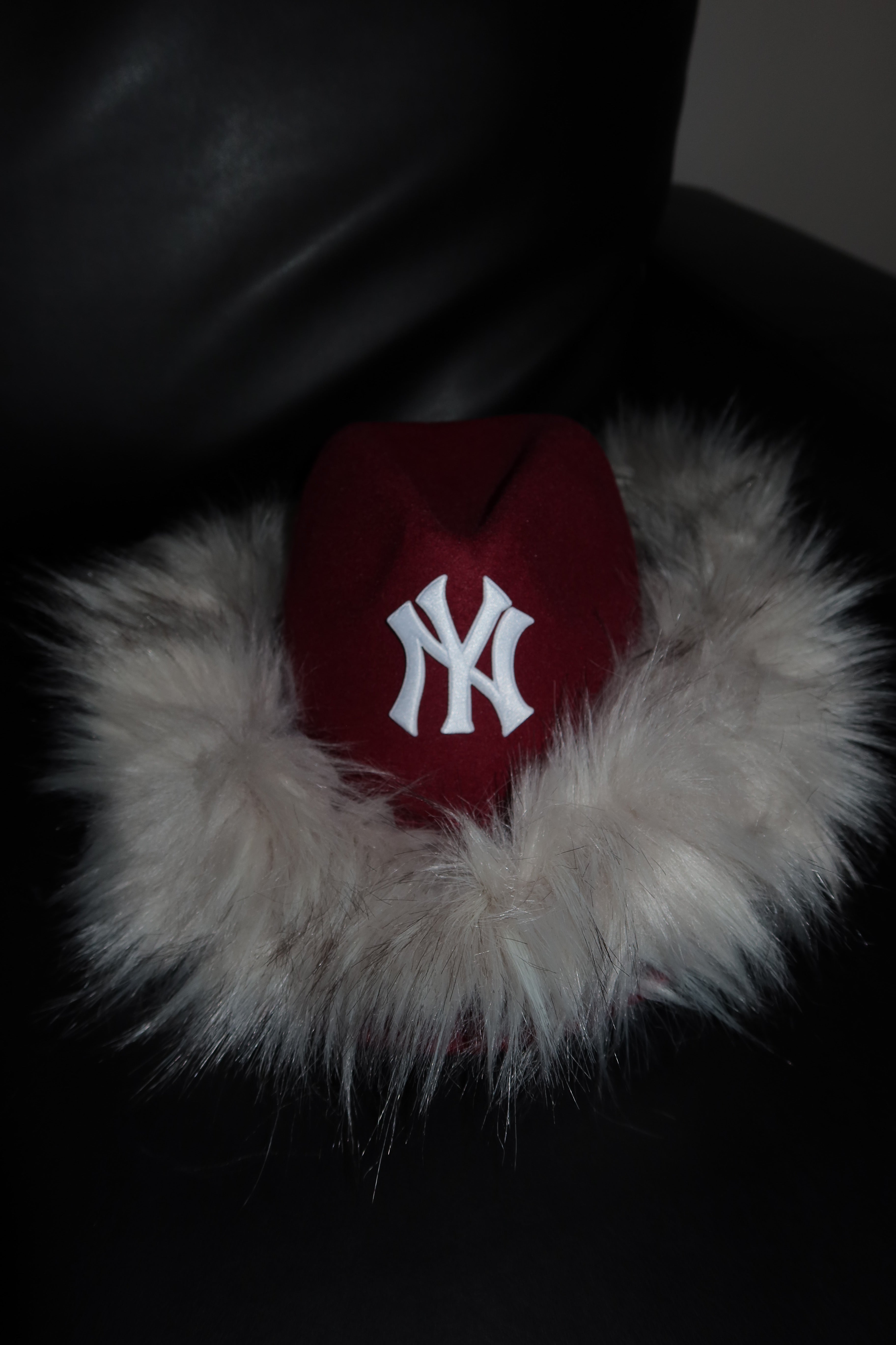 NY iconic fur Burgundy ice